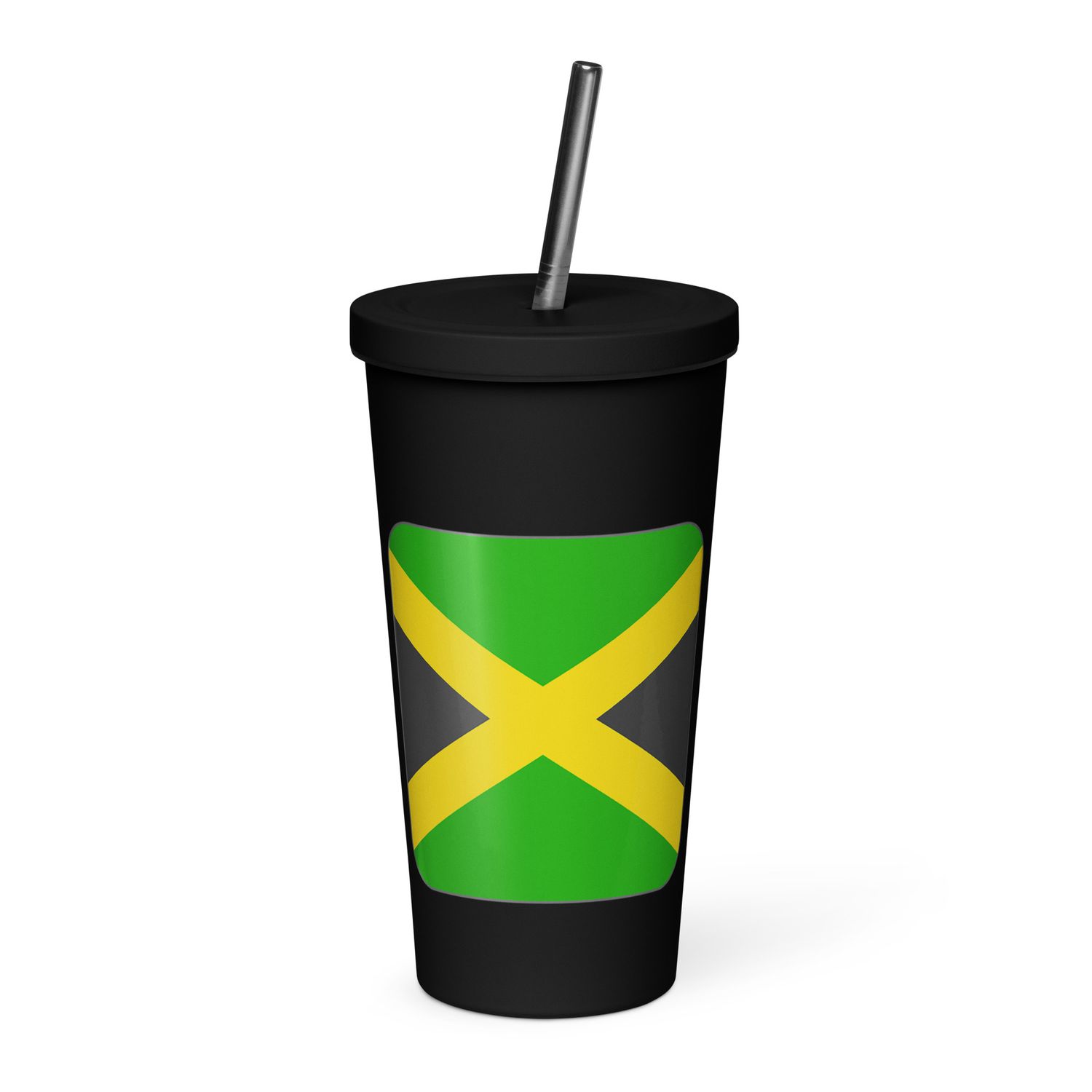 Jamaica Flag Insulated Tumbler with a Straw