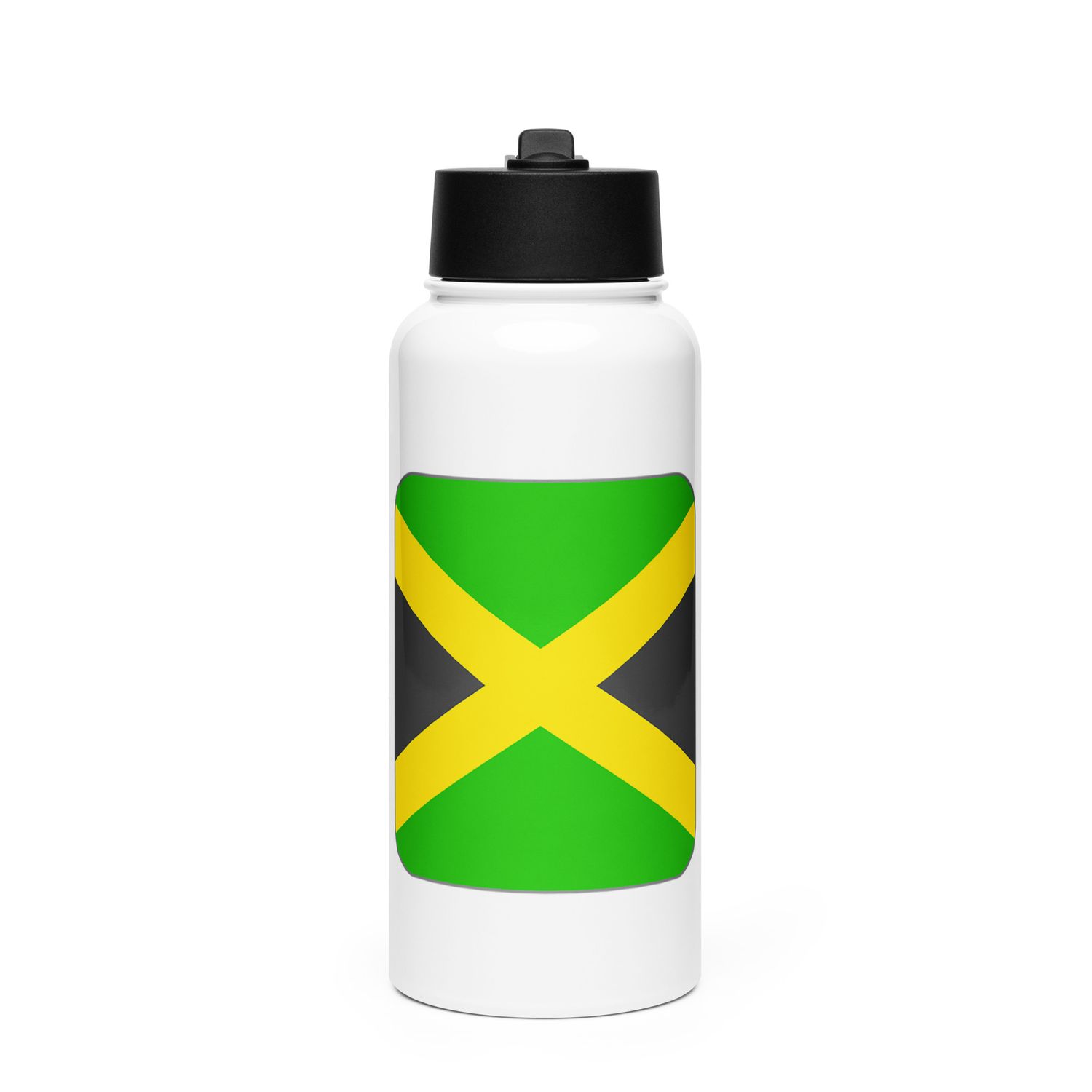 Jamaica Flag Stainless Steel Water Bottle with a Straw Lid