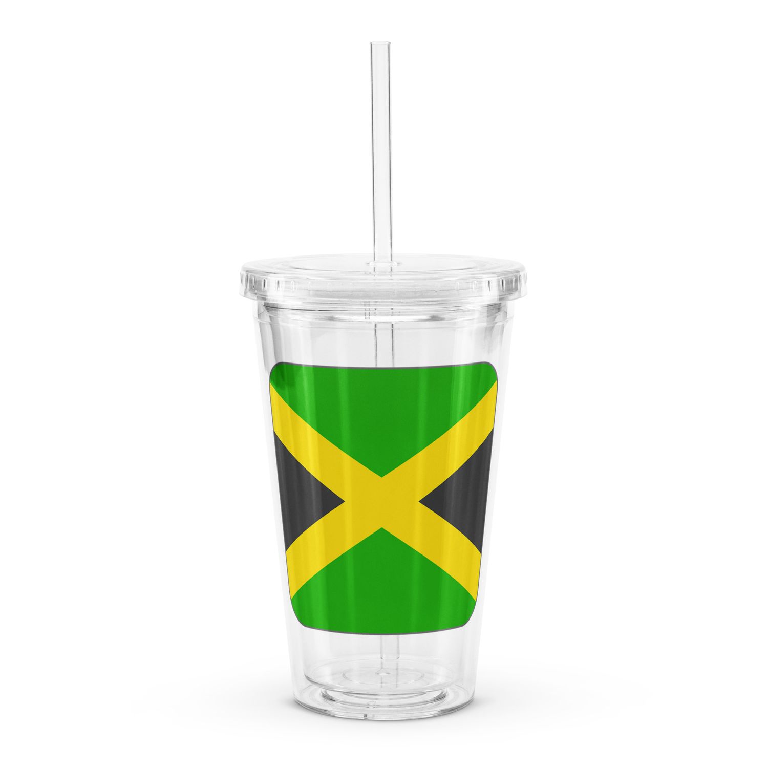 Jamaica Flag Clear Plastic Insulated Tumbler