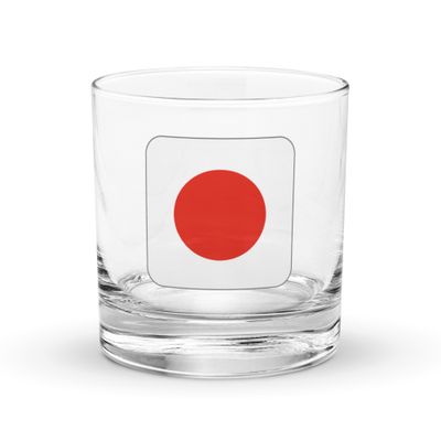 Japan Flag Rocks Glass