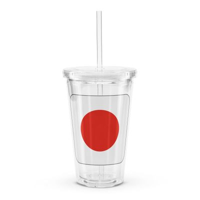 Japan Flag Clear Plastic Insulated Tumbler