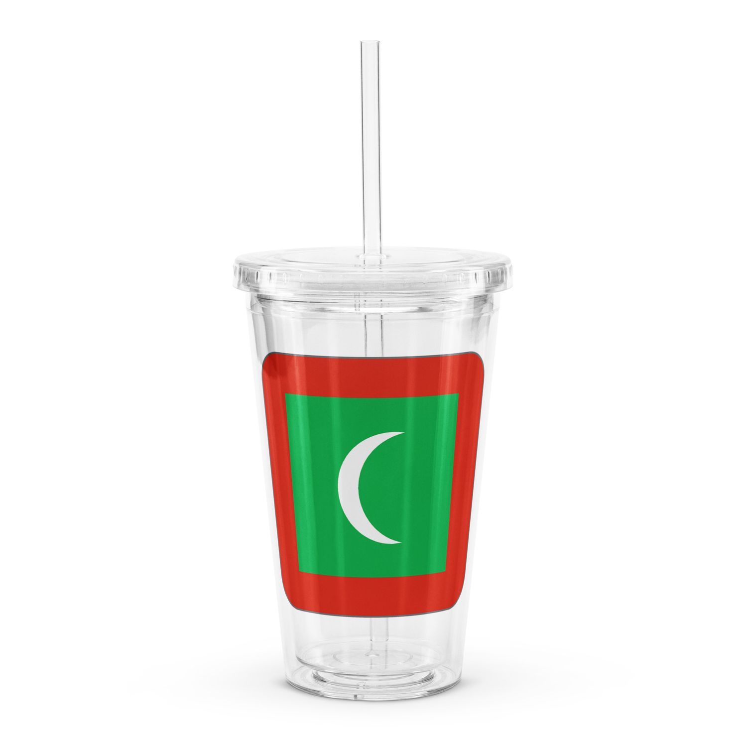 Maldives Flag Clear Plastic Insulated Tumbler
