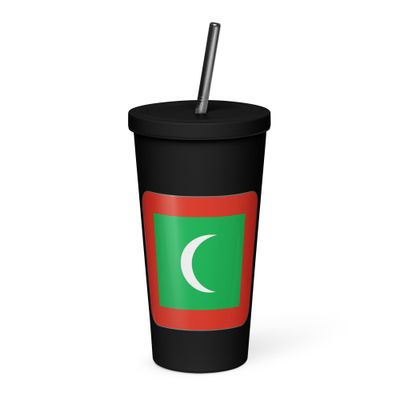 Maldives Flag Insulated Tumbler with a Straw