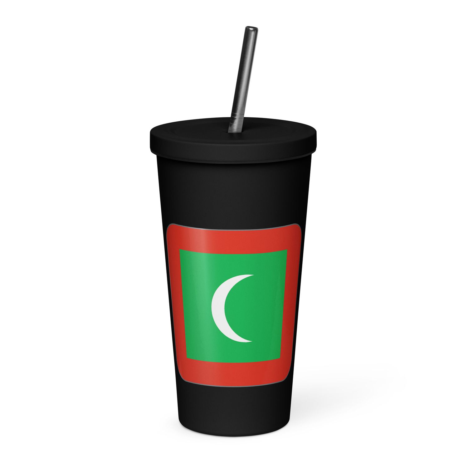Maldives Flag Insulated Tumbler with a Straw