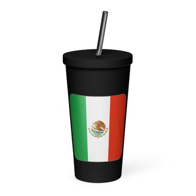 Mexico Flag Insulated Tumbler with a Straw