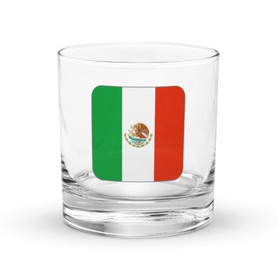 Mexico Flag Rocks Glass