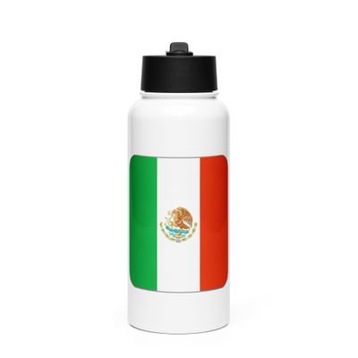 Mexico Flag Stainless Steel Water Bottle with a Straw Lid
