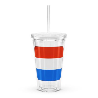 Netherlands Flag Clear Plastic Insulated Tumbler