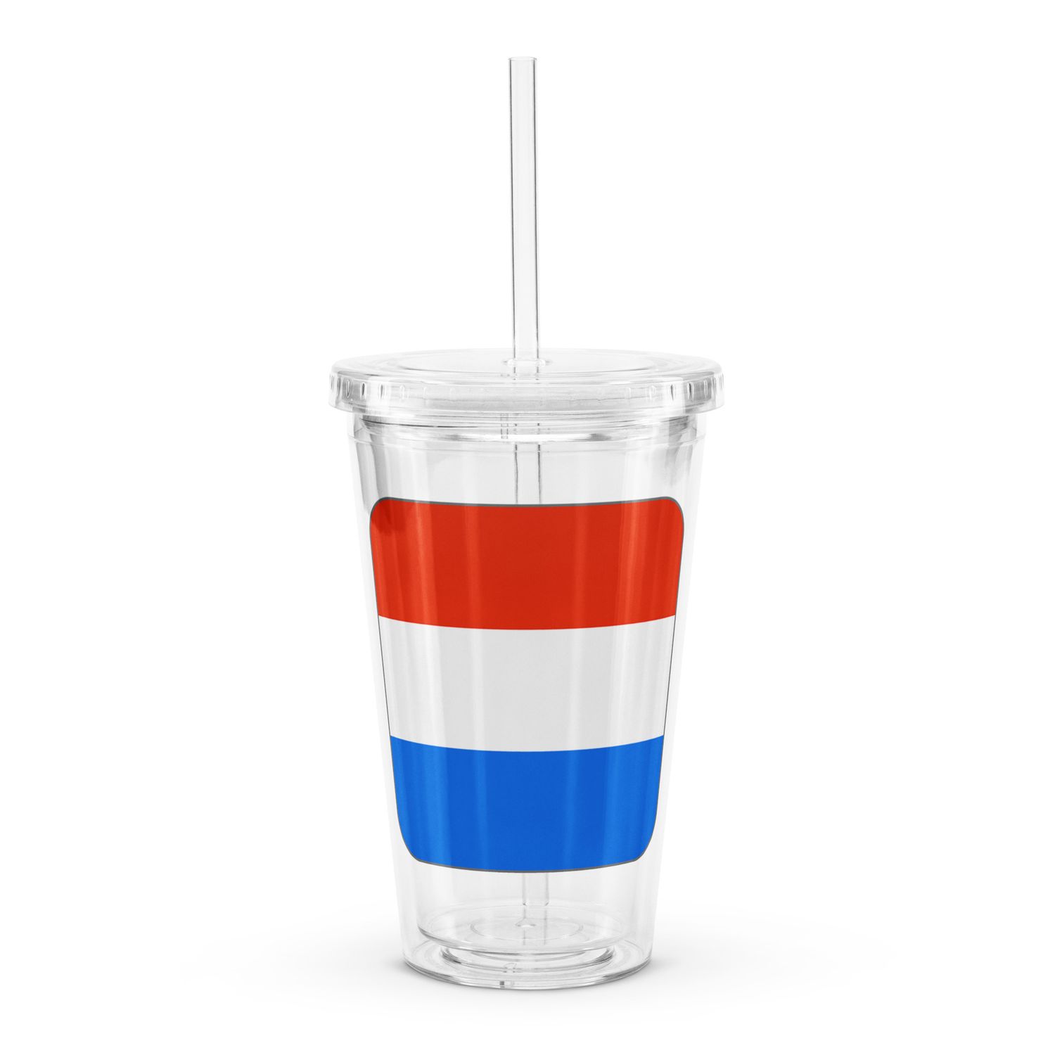 Netherlands Flag Clear Plastic Insulated Tumbler