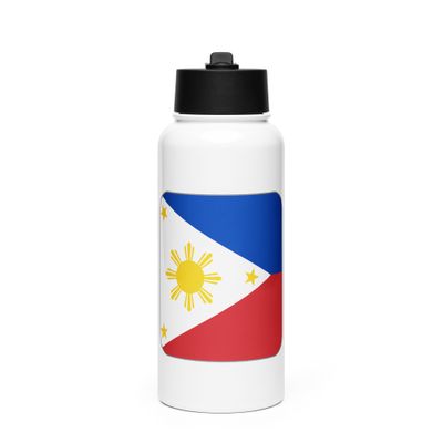 Philippines Flag Stainless Steel Water Bottle with a Straw Lid