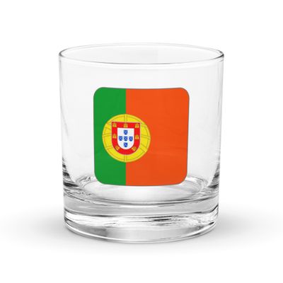 Portugal Flag Rocks Glass
