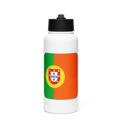 Portugal Flag Stainless Steel Water Bottle with a Straw Lid