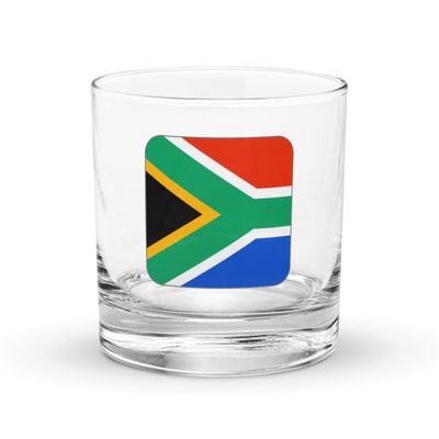 South Africa Flag Rocks Glass