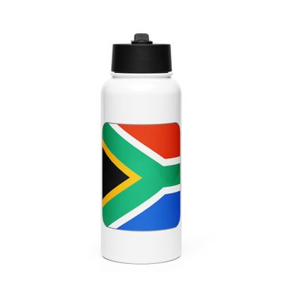 South Africa Flag Stainless Steel Water Bottle with a Straw Lid