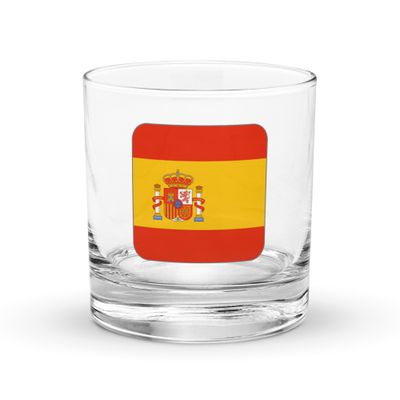 Spain Flag Rocks Glass