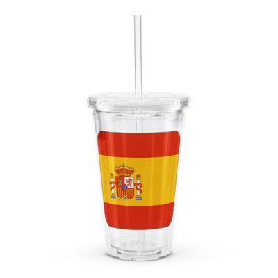 Spain Flag Clear Plastic Insulated Tumbler