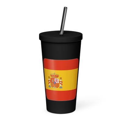 Spain Flag Insulated Tumbler with a Straw