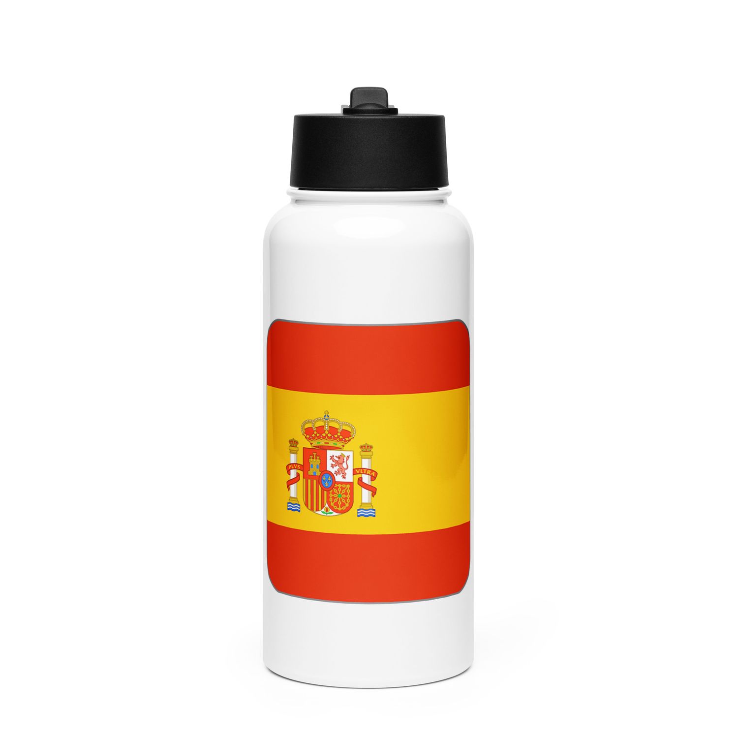 Spain Flag Stainless Steel Water Bottle with a Straw Lid