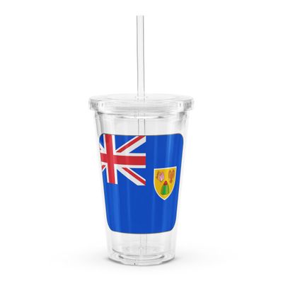 Turks and Caicos Islands Flag Clear Plastic Insulated Tumbler