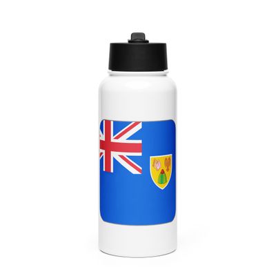 Turks and Caicos Islands Flag Stainless Steel Water Bottle with a Straw Lid