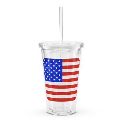 United States Flag Clear Plastic Insulated Tumbler