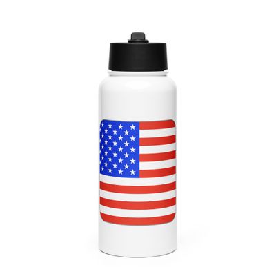 United States Flag Stainless Steel Water Bottle with a Straw Lid