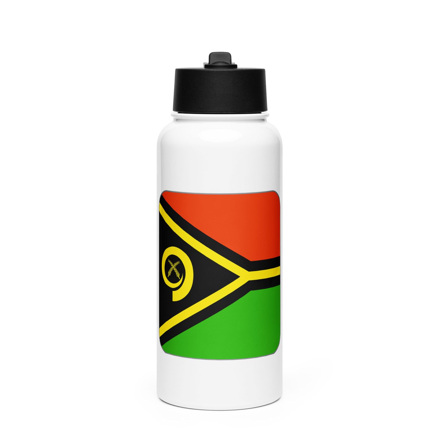 Vanuatu Flag Stainless Steel Water Bottle with a Straw Lid