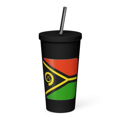Vanuatu Flag Insulated Tumbler with a Straw