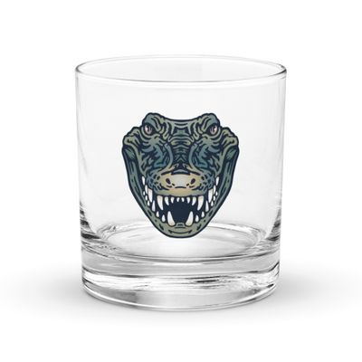Australian Crocodile Portrait Rocks Glass
