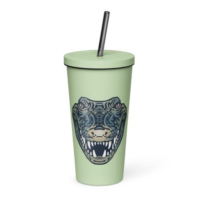 Australian Crocodile Portrait Insulated Tumbler with a Straw