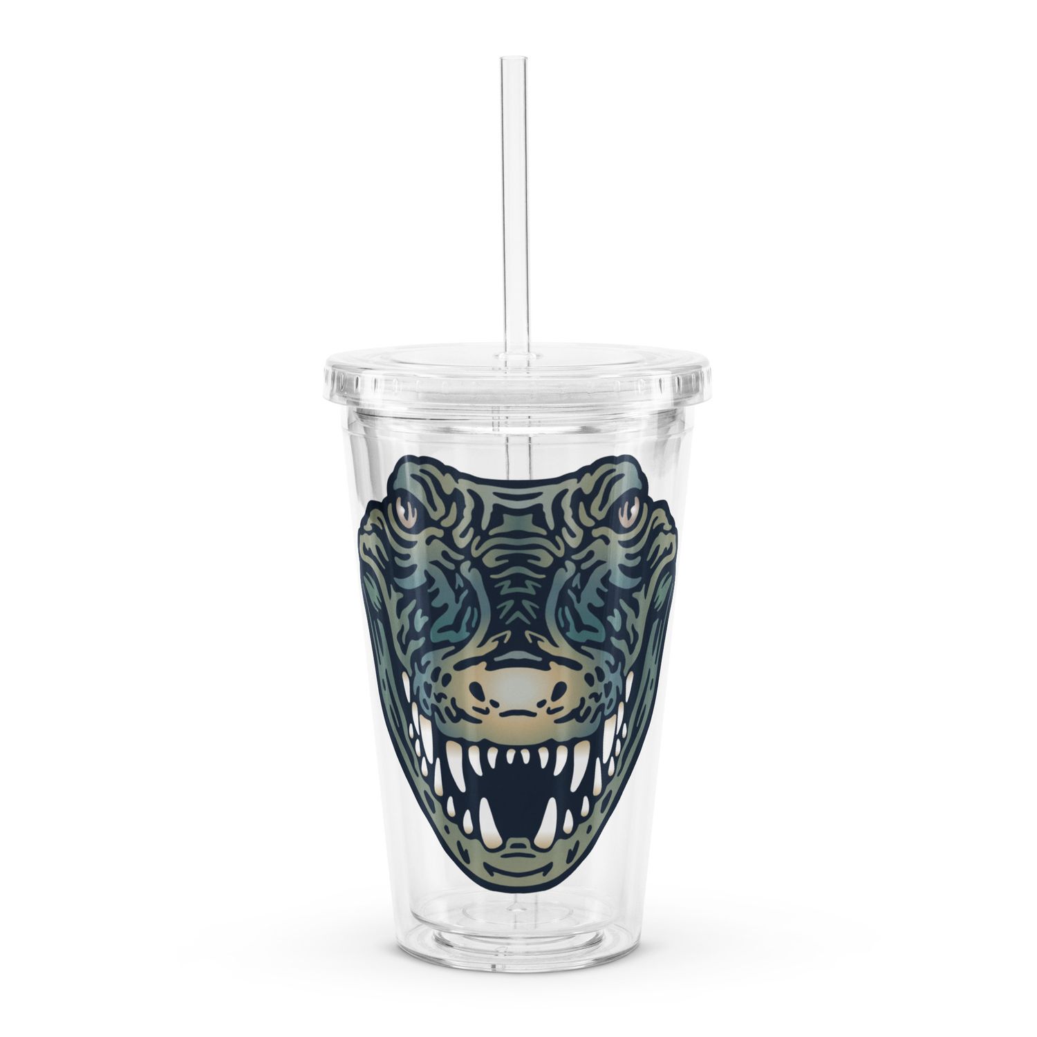 Australian Crocodile Portrait Clear Plastic Insulated Tumbler