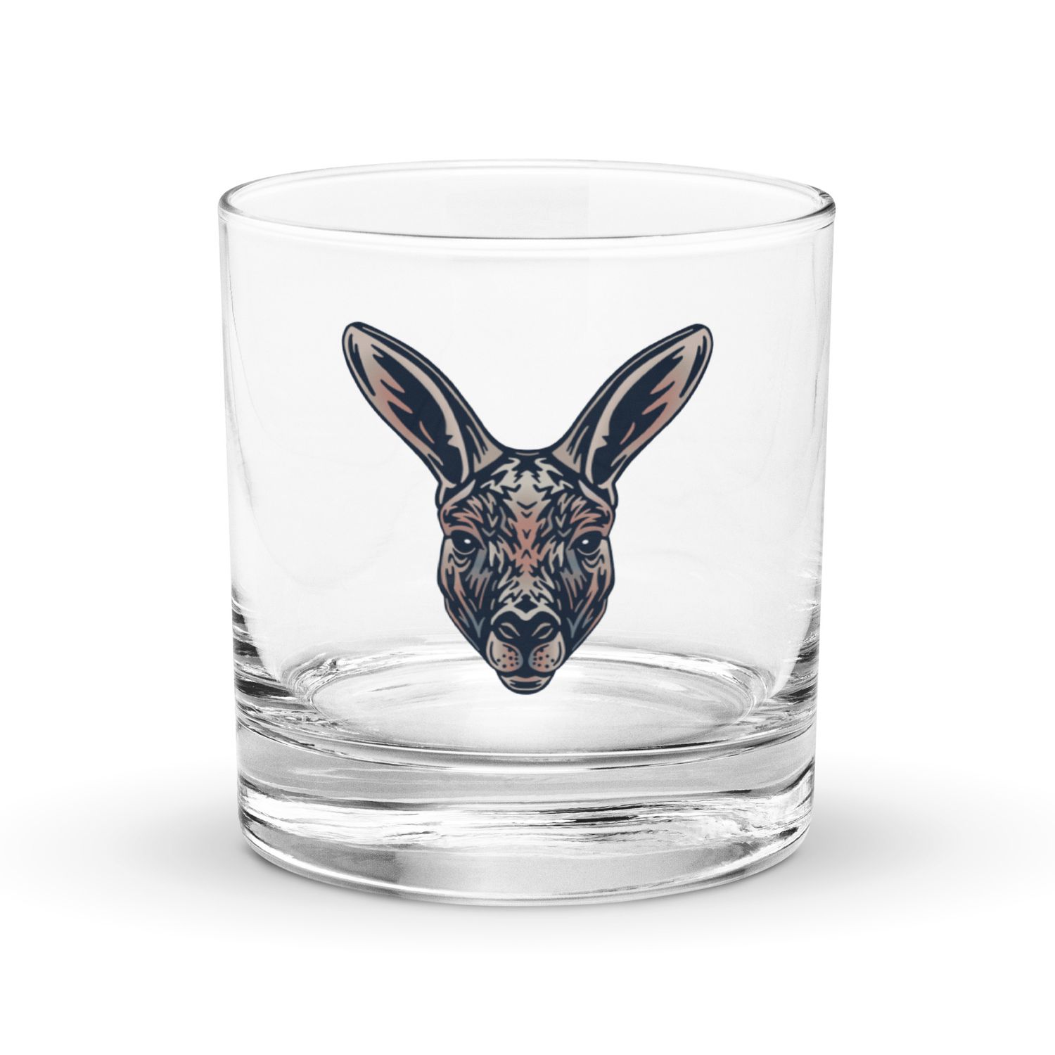 Australian Kangaroo Portrait Rocks Glass