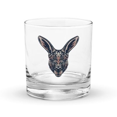 Australian Kangaroo Portrait Rocks Glass