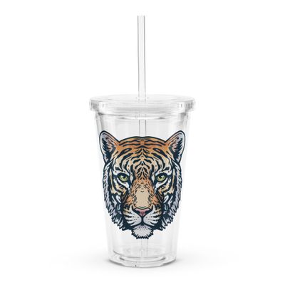 Indian Bengal Tiger Portrait Clear Plastic Insulated Tumbler