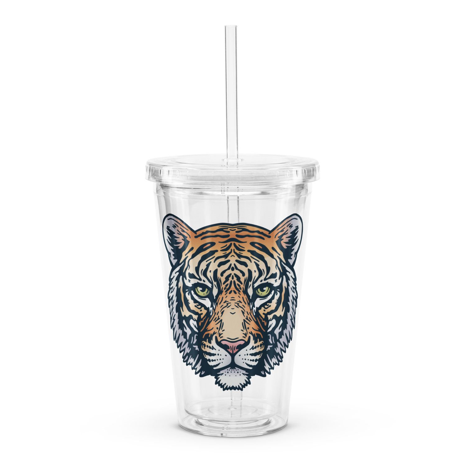 Indian Bengal Tiger Portrait Clear Plastic Insulated Tumbler