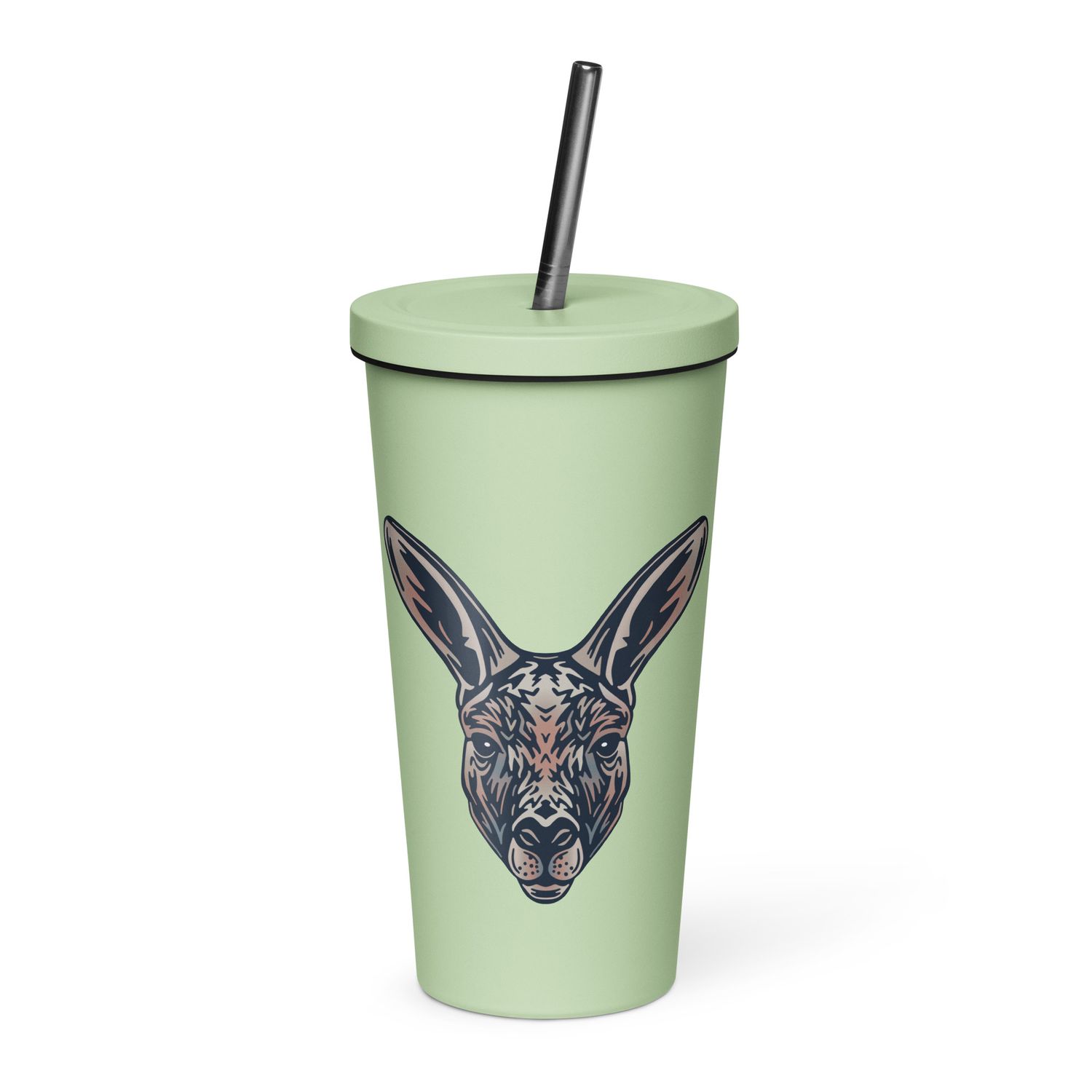 Australian Kangaroo Portrait Insulated Tumbler with a Straw