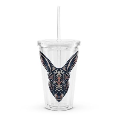 Australian Kangaroo Portrait Clear Plastic Insulated Tumbler