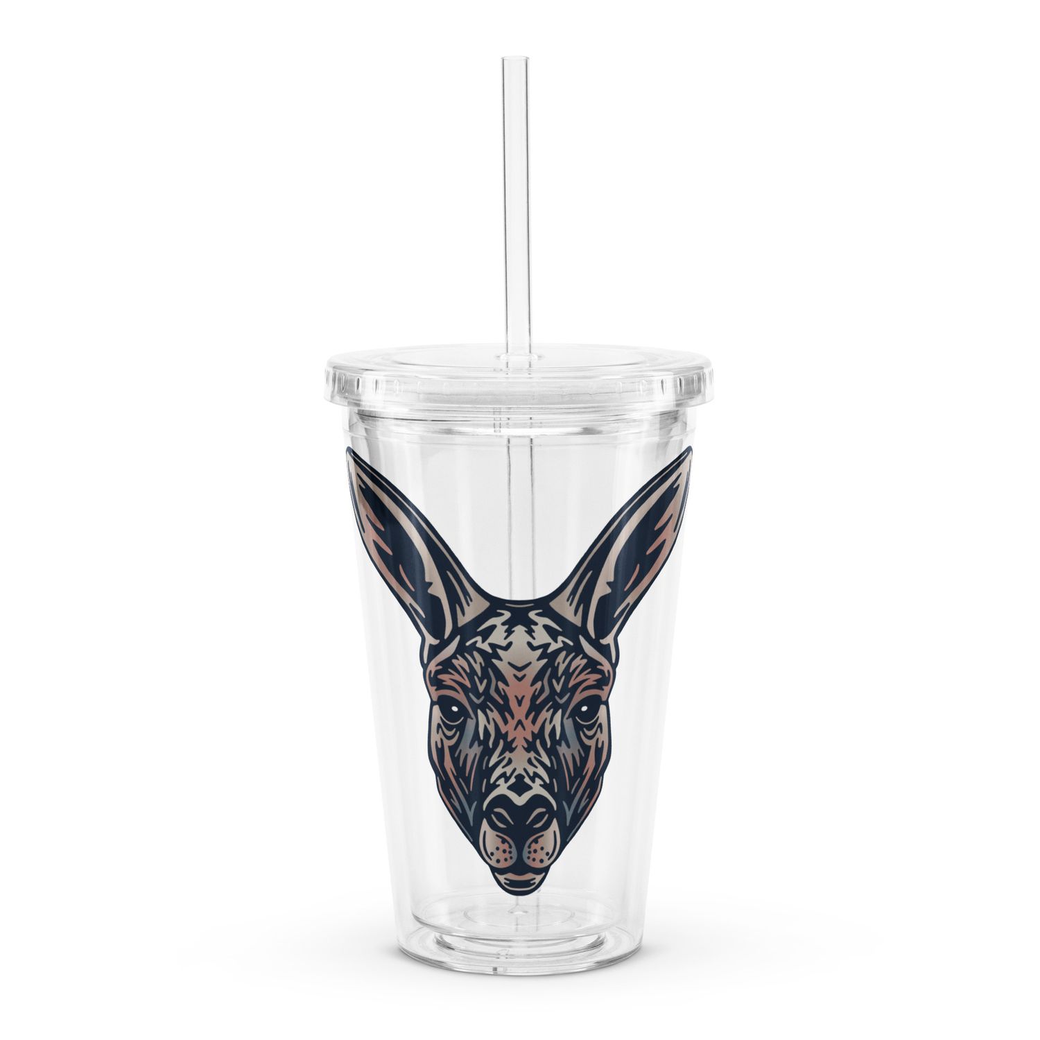 Australian Kangaroo Portrait Clear Plastic Insulated Tumbler