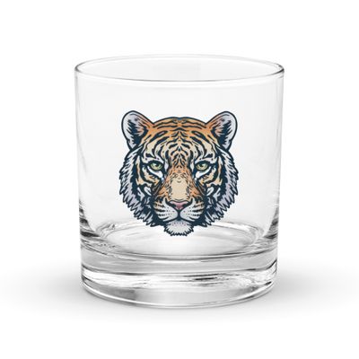 Indian Bengal Tiger Portrait Rocks Glass