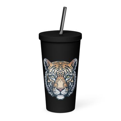 Indian Bengal Tiger Portrait Insulated Tumbler with a Straw