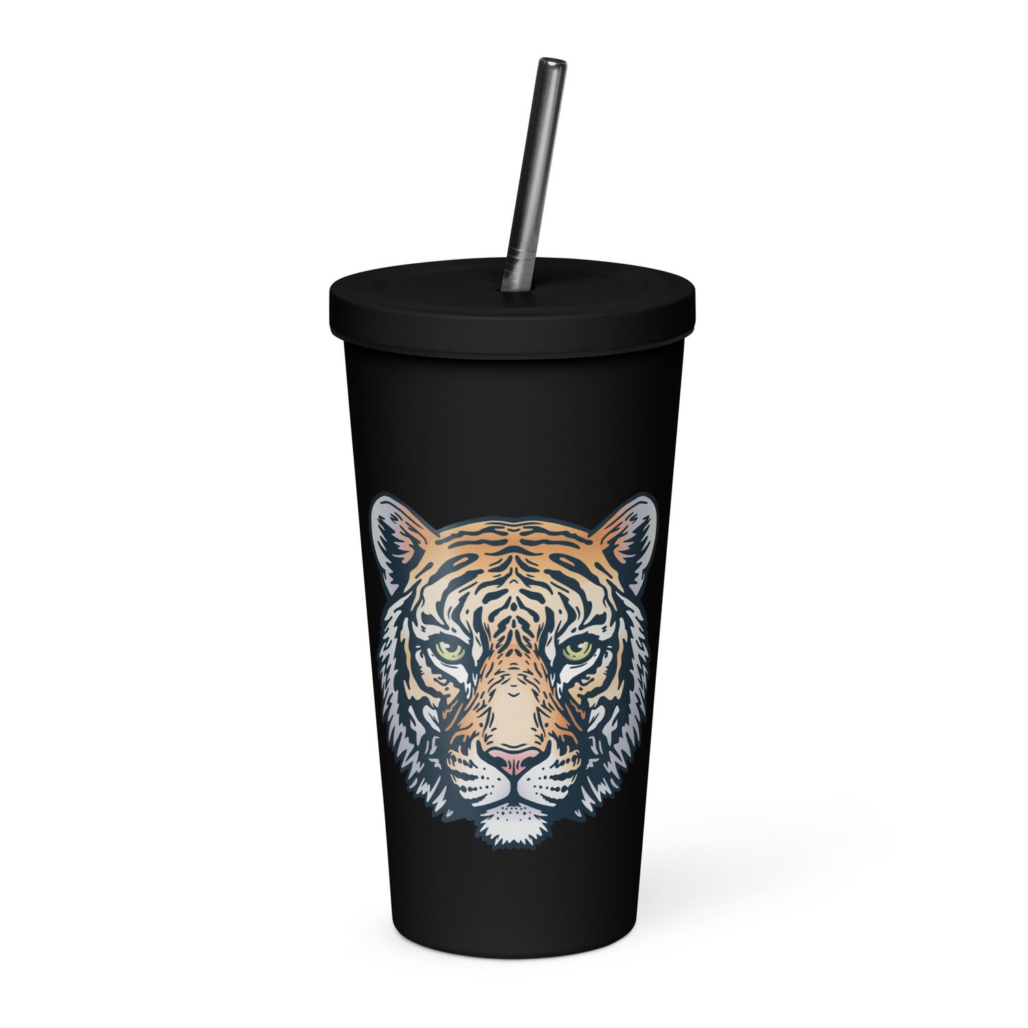 Indian Bengal Tiger Portrait Insulated Tumbler with a Straw