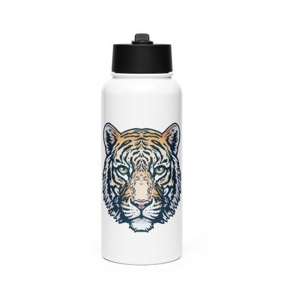 Indian Bengal Tiger Portrait Stainless steel water bottle with a straw lid