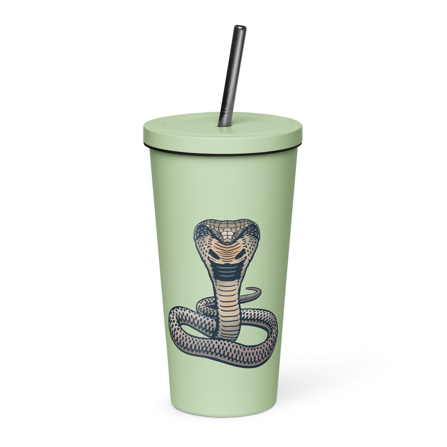 Indian King Cobra Insulated Tumbler with a Straw