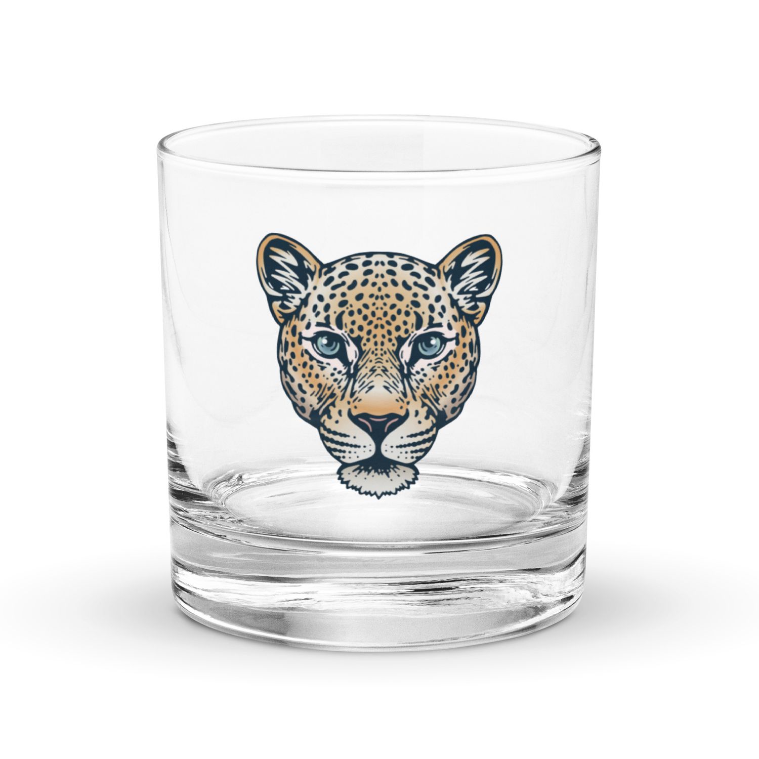 Indian Leopard Portrait Rocks Glass