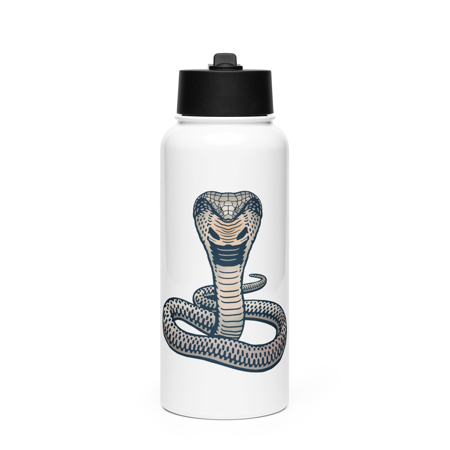 Indian King Cobra Stainless Steel Water Bottle with a Straw Lid