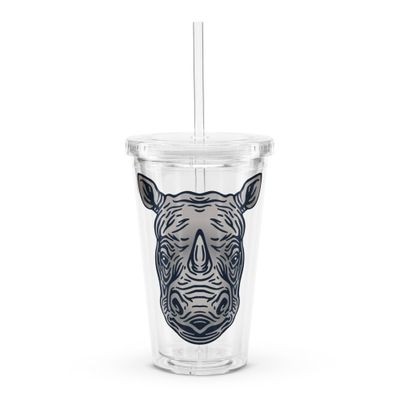 Endangered Javan Rhinoceros Portrait Clear Plastic Insulated Tumbler
