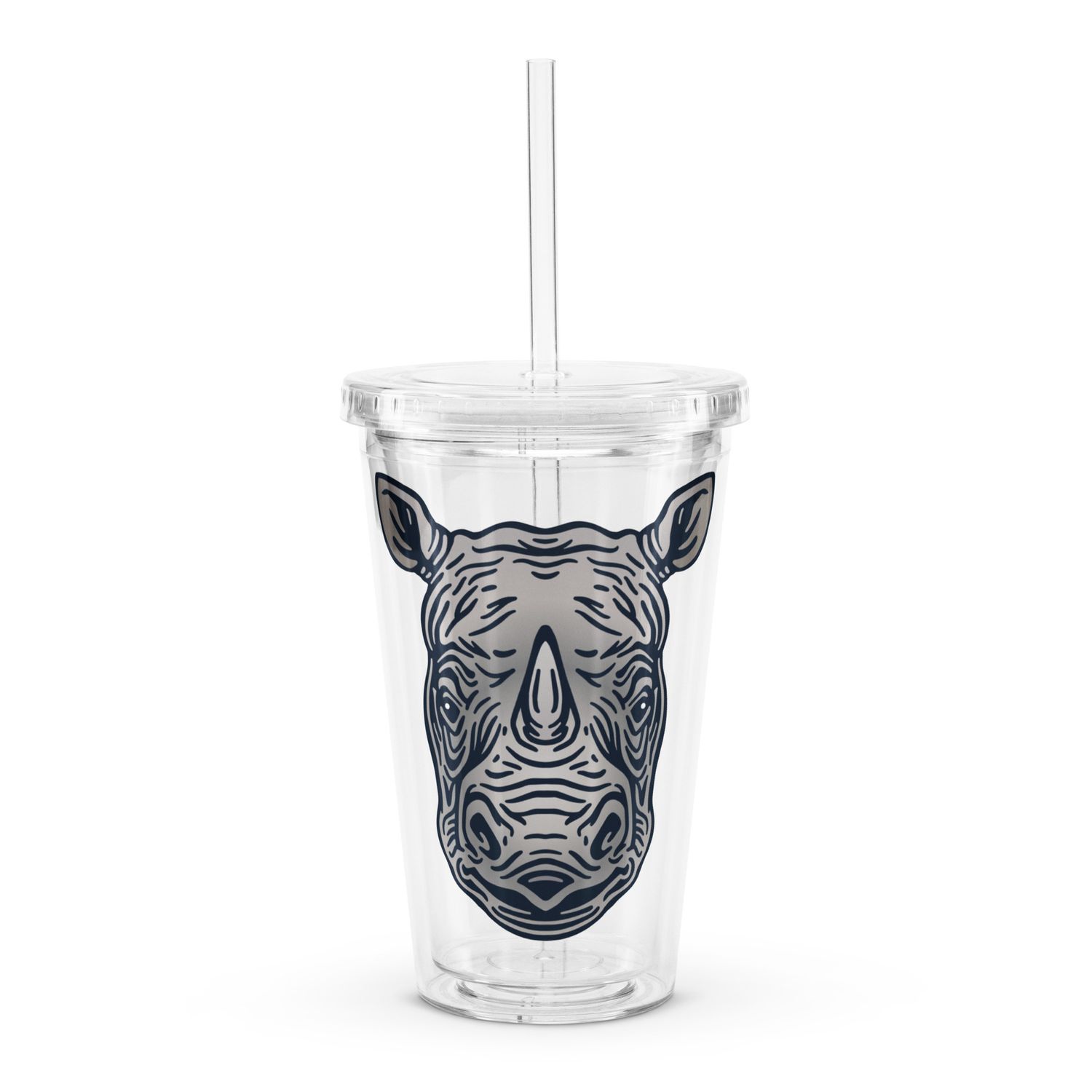 Endangered Javan Rhinoceros Portrait Clear Plastic Insulated Tumbler