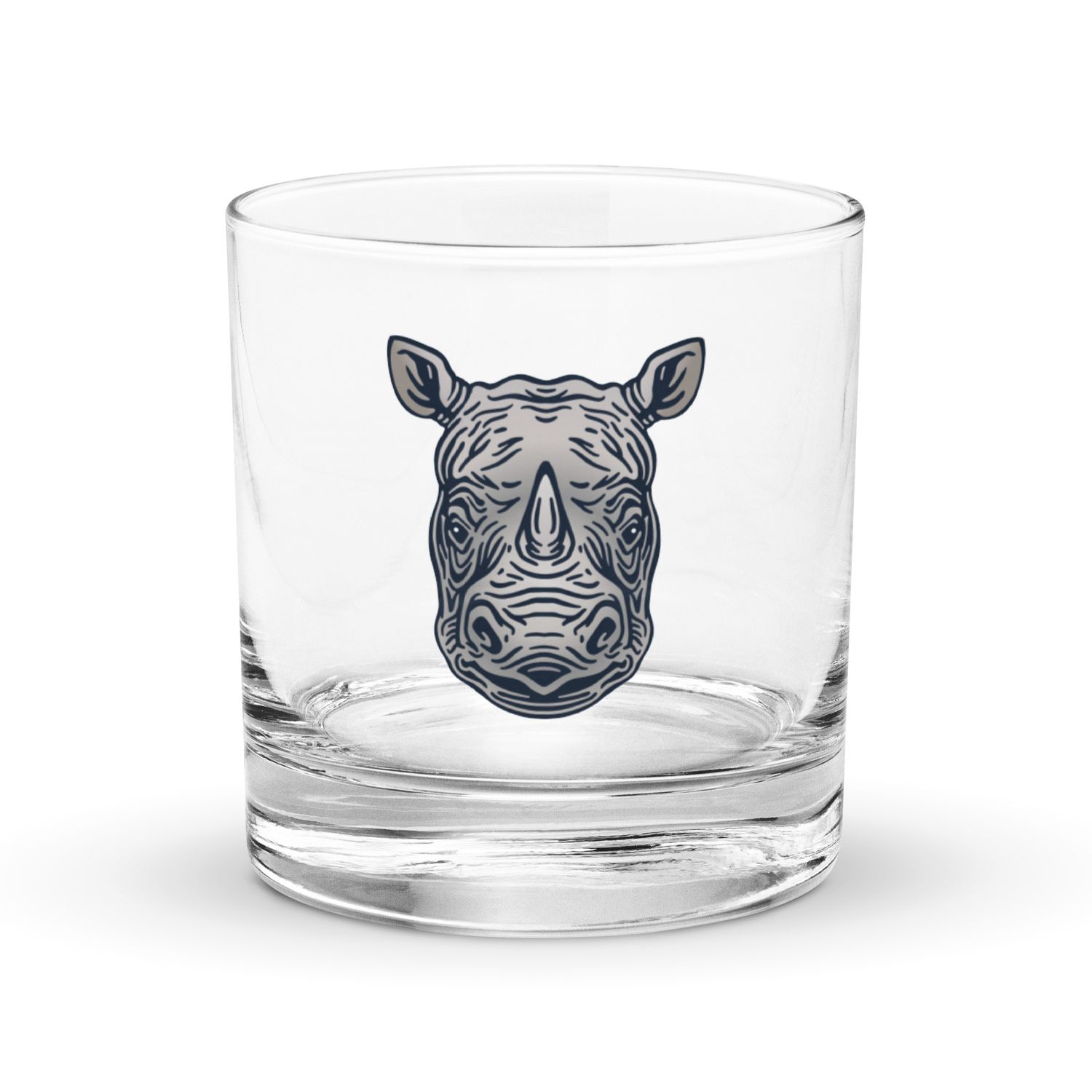 Endangered Javan Rhinoceros Portrait Rocks Glass