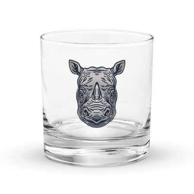 Endangered Javan Rhinoceros Portrait Rocks Glass