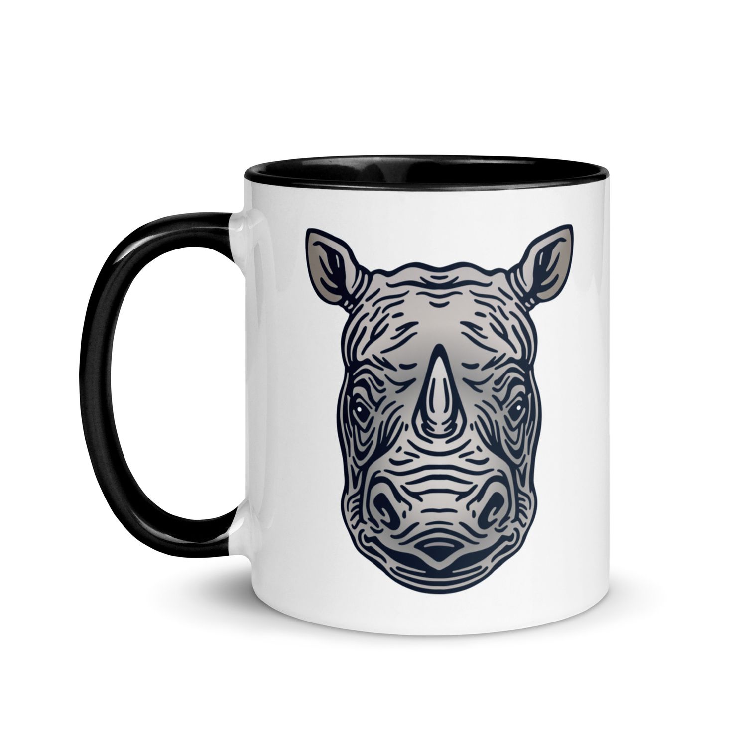 Endangered Javan Rhinoceros Portrait Mug with Color Interior